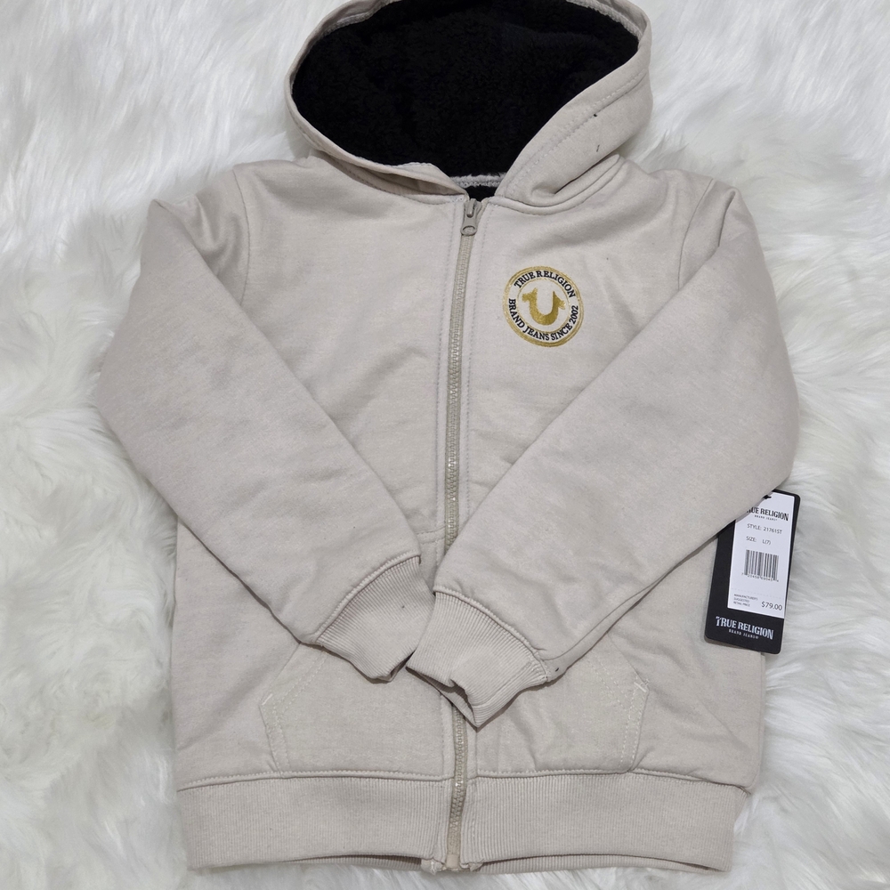 True Religion Beige Kids Hoodie with Logo - Picture 1 of 5